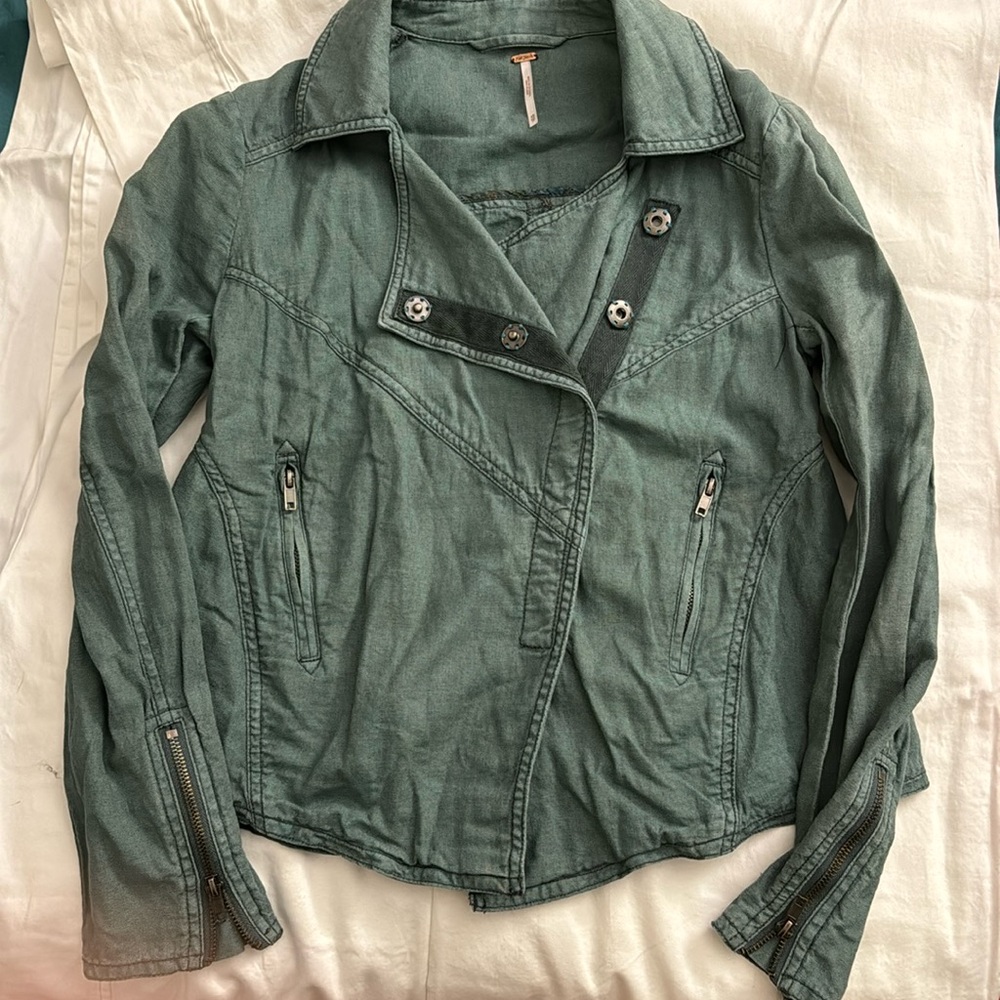 Free People Motorcycle Drape Front Jacket